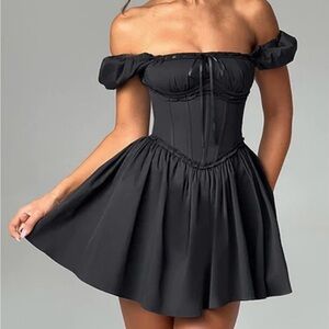 Off Shoulder Corset Ruffle Dress